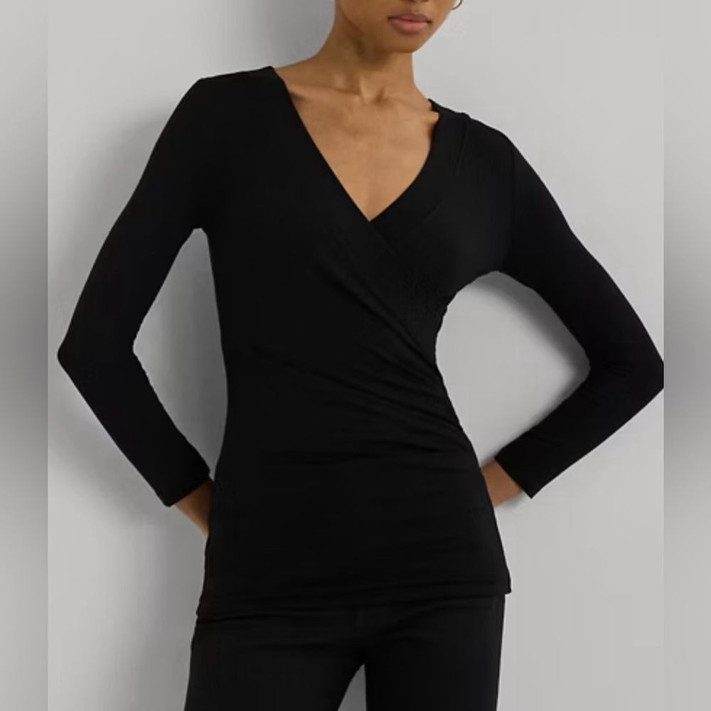 NWT Ralph Lauren Surplice Jersey Top (wrap front). AVAIL in Black & RED (sep ad)